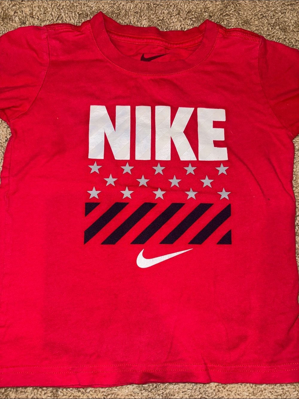 Nike Red Short Sleeve Graphic Tee with White Logo